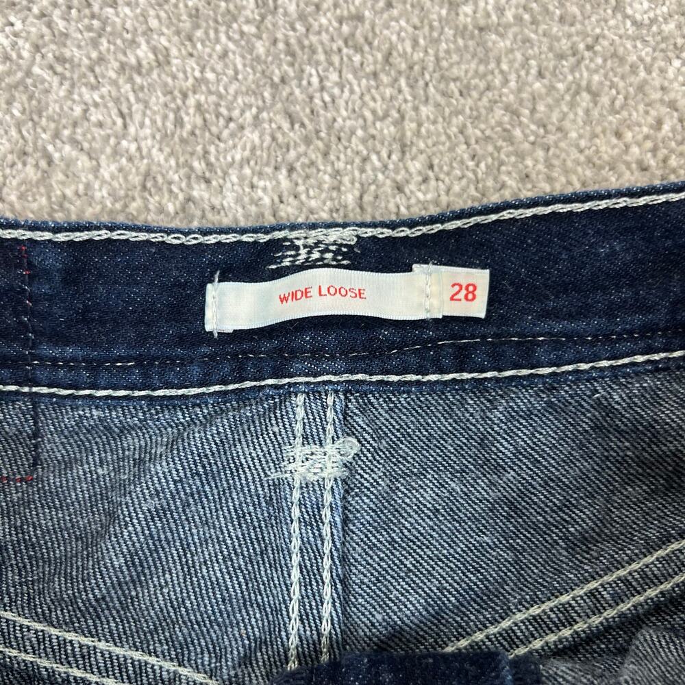 Levi's Red Positively Superior Wide Leg Loose Dark Wash Belted Jeans (Sz 28) - Picture 6 of 16